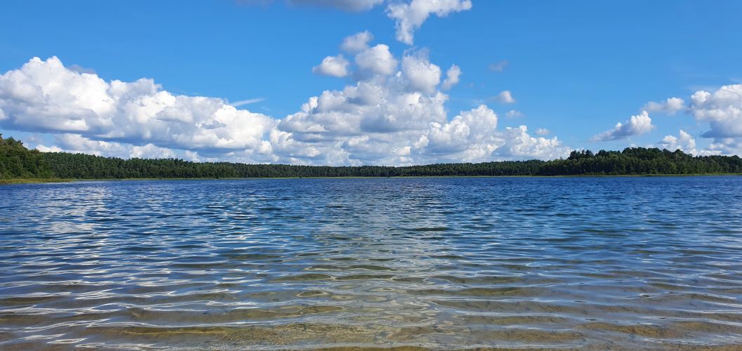 Der Wittwesee mit türkisfarbenen klaren Wasser im Sommer